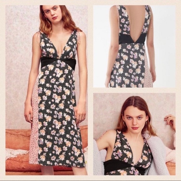 Urban Outfitters Ryker Mixed Print Midi Dress - Picture 1 of 7
